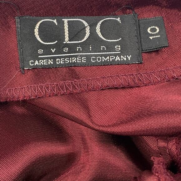 VTG CDC Evening Y2K Floral Emboss Velvet Maxi Dress 10 Burgundy Whimsigoth Vamp - Picture 13 of 13